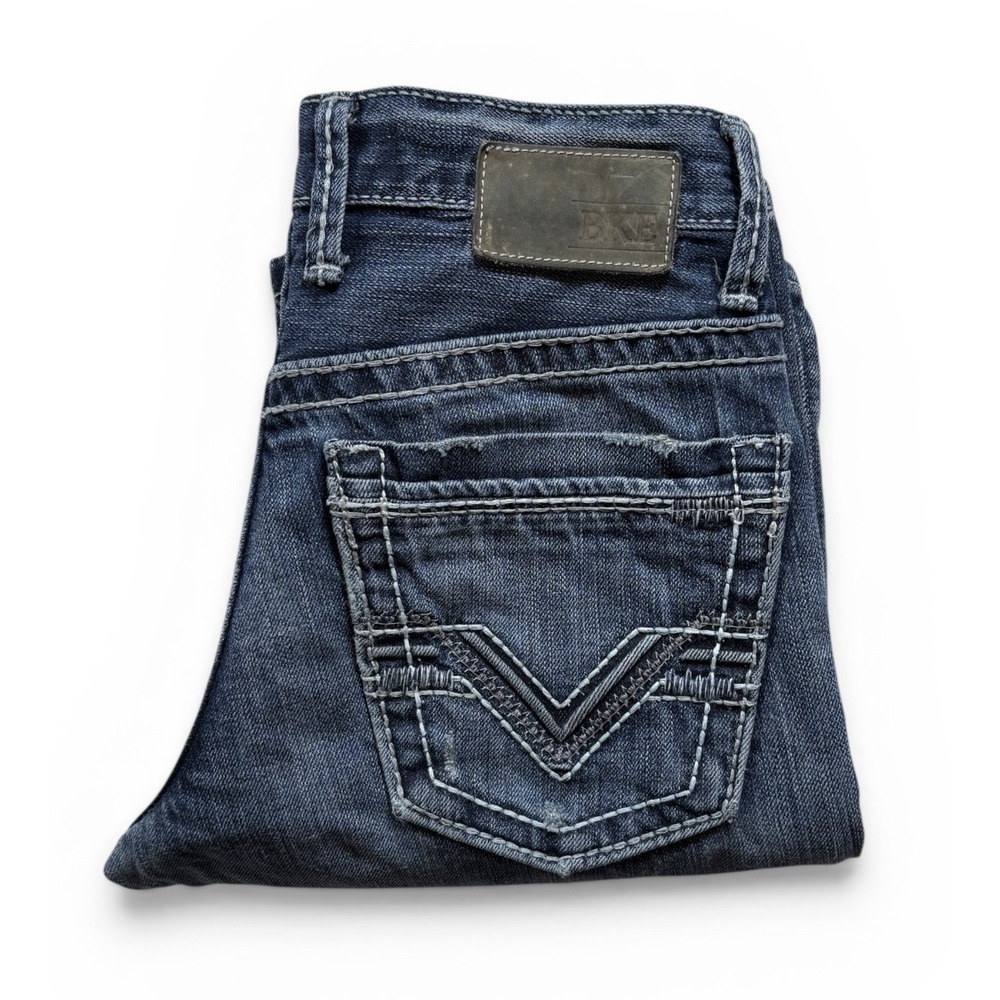 BKE Men's Jake Straight Leg Jeans 28R Blue Medium Wash Denim Buckle - 1602